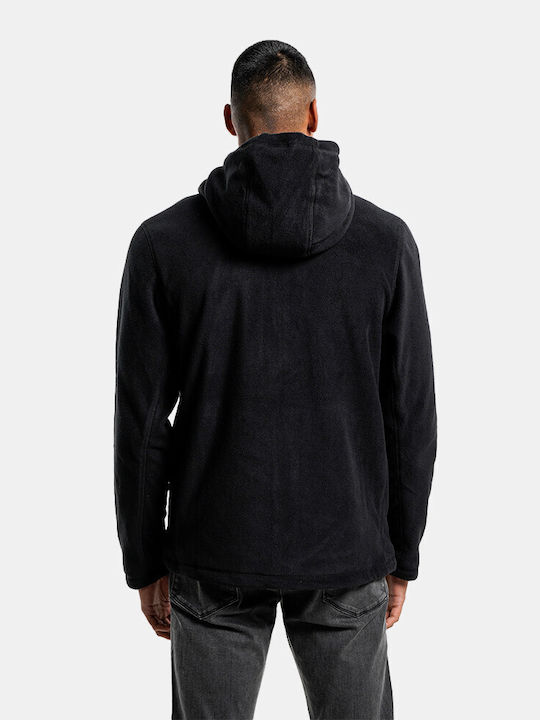 Rebase Herren Sweatshirt Jacke mit Kapuze und Taschen Schwarz