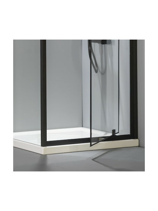 Devon Pivot Flow Διαχωριστικό Ντουζιέρας με Ανοιγόμενη Πόρτα 91x195cm Clean Glass Black Matt