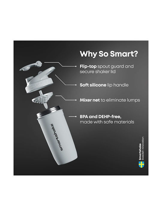 SmartShake Stainless Steel Protein Shaker 900ml Gray