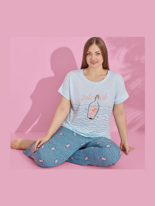PijaMood Set Pijamale pentru Femei Light Blue PijaMood Set Pijamale pentru Femei Light Blue