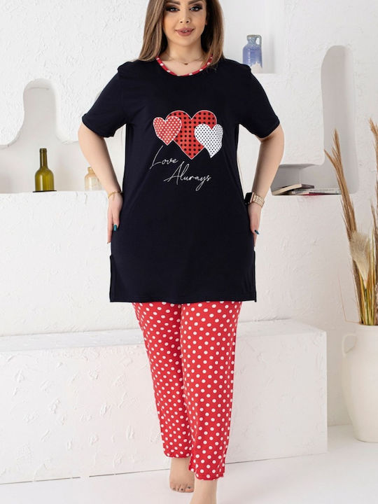 Baki Sommer Damen Pyjama-Set Schwarz