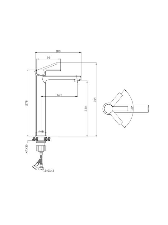 Karag Tati Mixing Tall Sink Faucet Silver