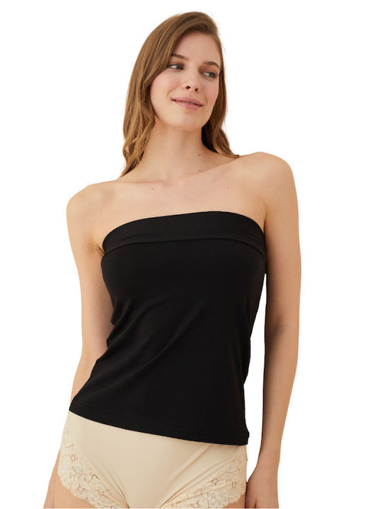 Γυναικείο Φανελάκι Strapless Berrak Margaret Βαμβακερό Μαύρο