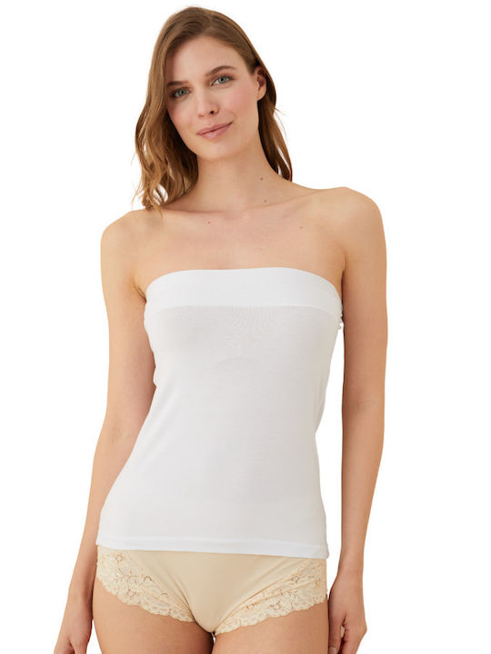 Tricou fără bretele pentru femei Berrak Margaret Cotton White