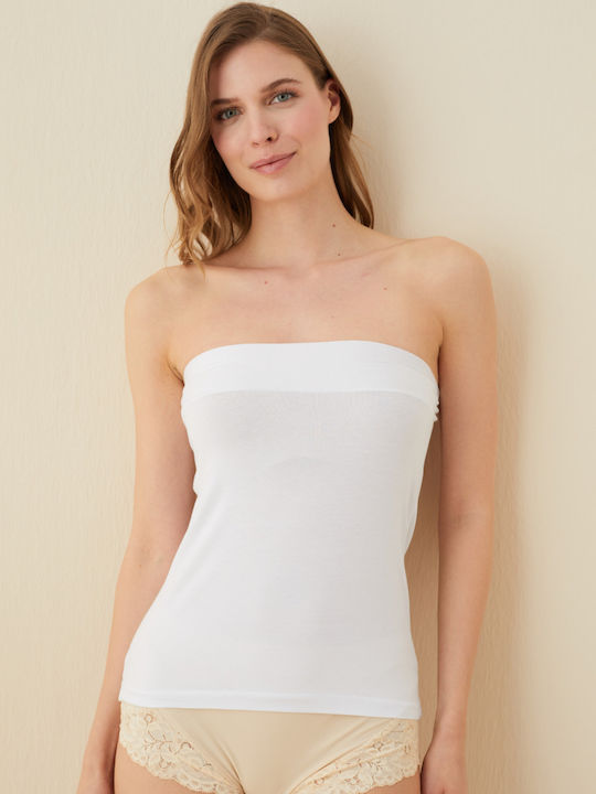 Tricou fără bretele pentru femei Berrak Margaret Cotton White