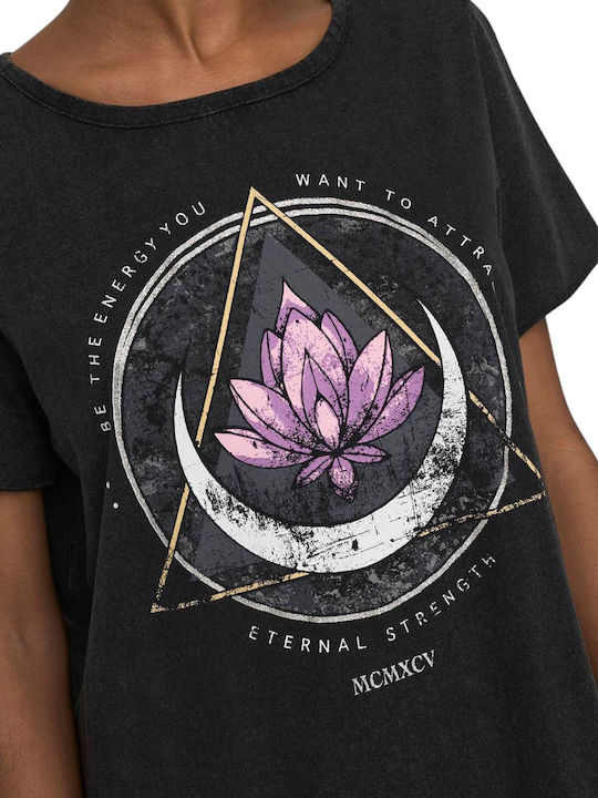 Life Καλοκαιρινό Mini T-shirt Φόρεμα Black Lotus