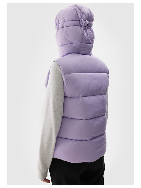 Women's Short Puffer Jacket for Spring or Autumn Purple