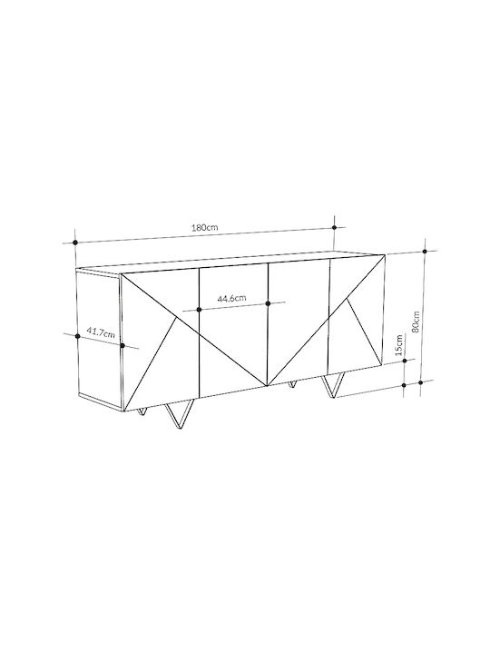 Sideboard Jakomen Wooden Open Walnut 180x41.7x80cm