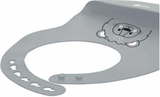 FreeOn Σαλιάρα Σιλικόνης με Κουμπί & Τσέπη Grey για 6 m+
