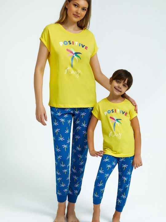 Roly Poly Sommer Damen Pyjama-Set Gelb Stay Positive