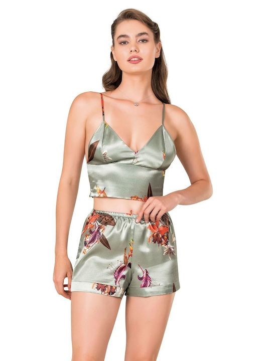 Moongirl De vară Satin Babydoll Verde