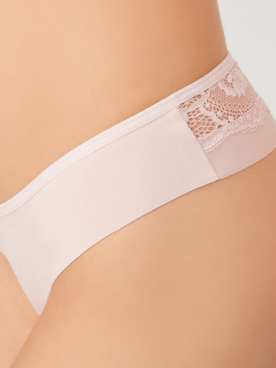 Mia Βαμβακερό Γυναικείο String χωρίς Ραφές Ροζ