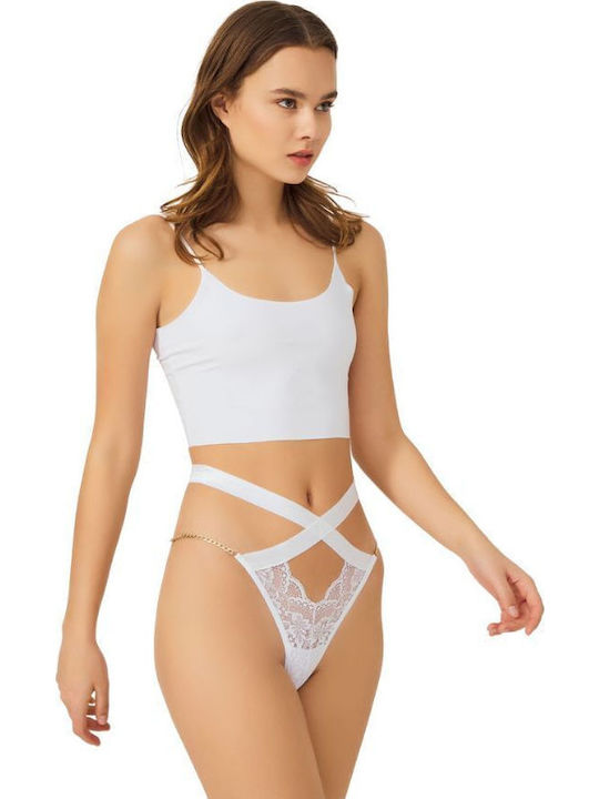 Amelie Damen Zeichenfolge mit Spitze Weiß