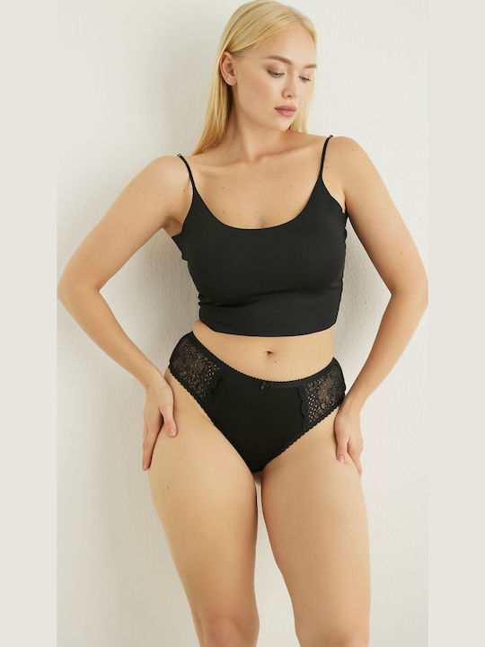 Damen Zeichenfolge mit Spitze Schwarz