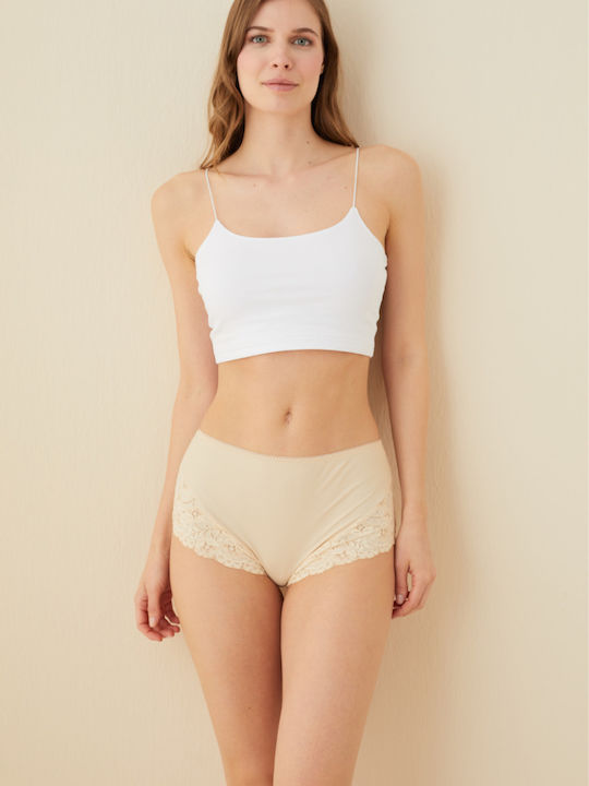Talie înaltă Femeie Slip Beige
