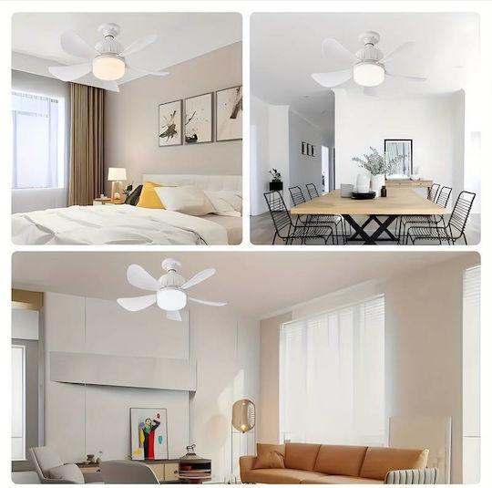 Ceiling Fan 45cm With Light Fixture White