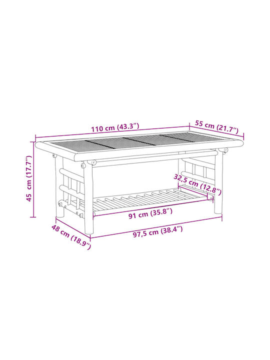 Masa Masa de lounge pentru spații exterioare de bambus CAFE 110x55x45buc