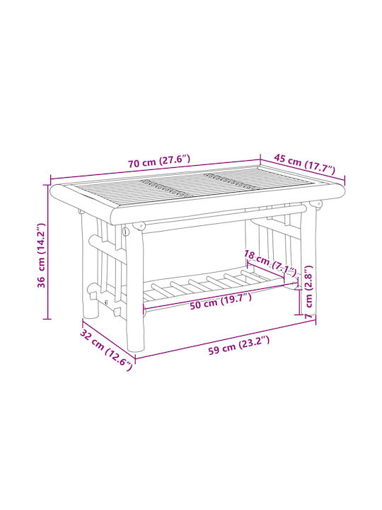Tisch für kleine Außenbereiche aus Bambus Stabil Brown 70x45x36cm