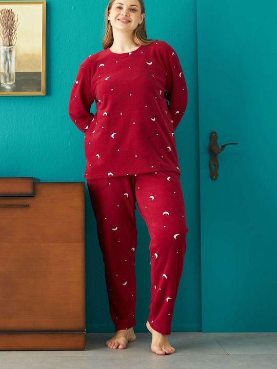 Misenza De iarnă Set Pijamale pentru Femei Fleece Bordeaux