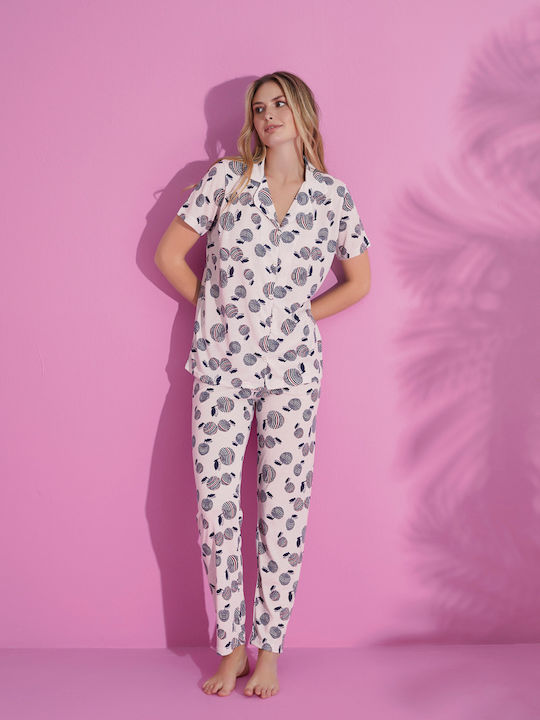 Women's Pyjamas Pijamood Apples Viscose Ecru