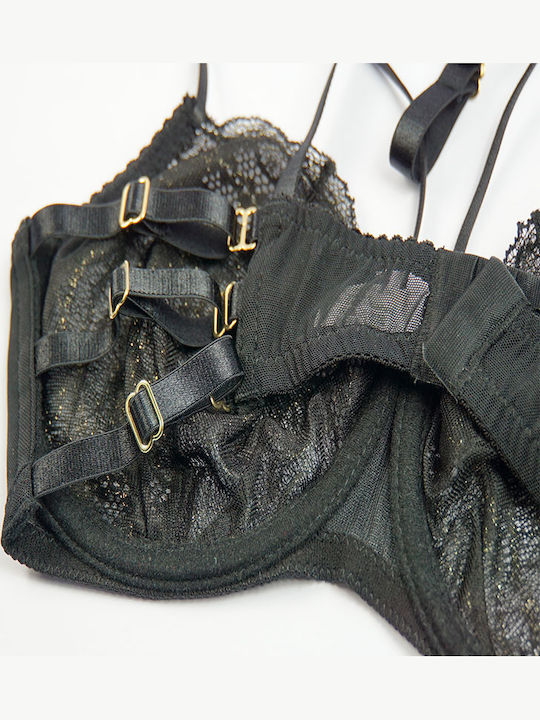 Norddiva Spitzen Unterwäsche-Set für Damen BH mit Brasilien Black