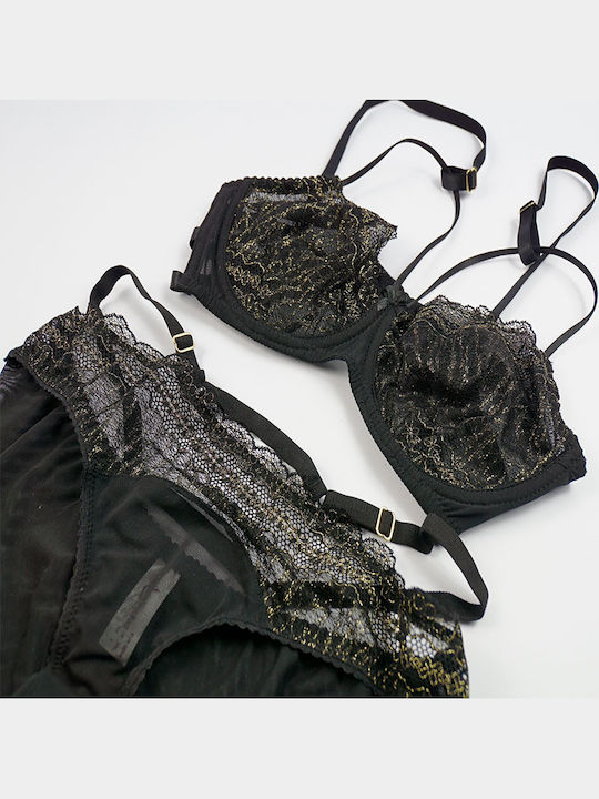 Norddiva Spitzen Unterwäsche-Set für Damen BH mit Brasilien Black