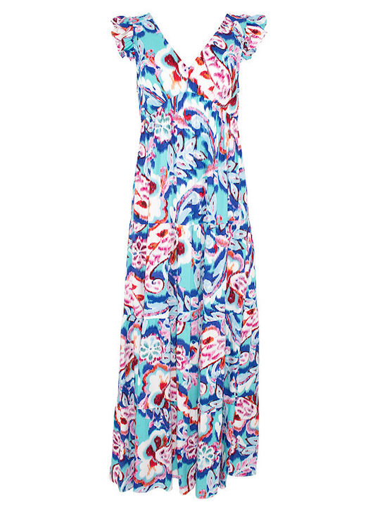 Forel Maxi Dress with Ruffle Blue