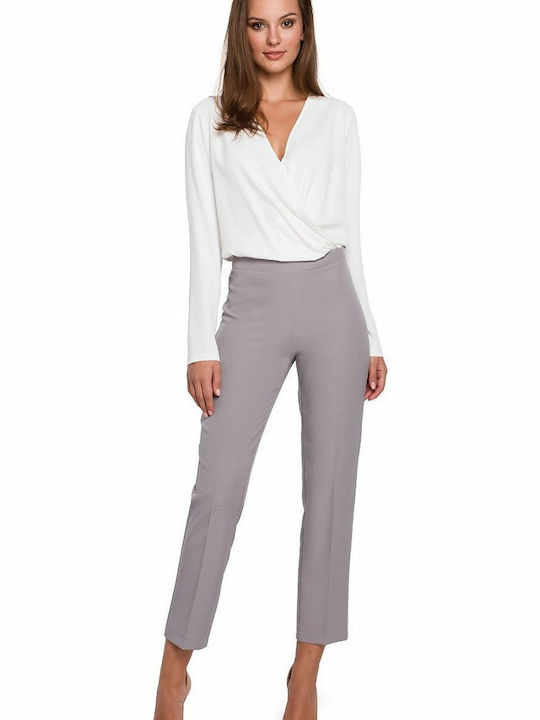 Makover K035 Women's High-waisted Fabric Trousers Gray