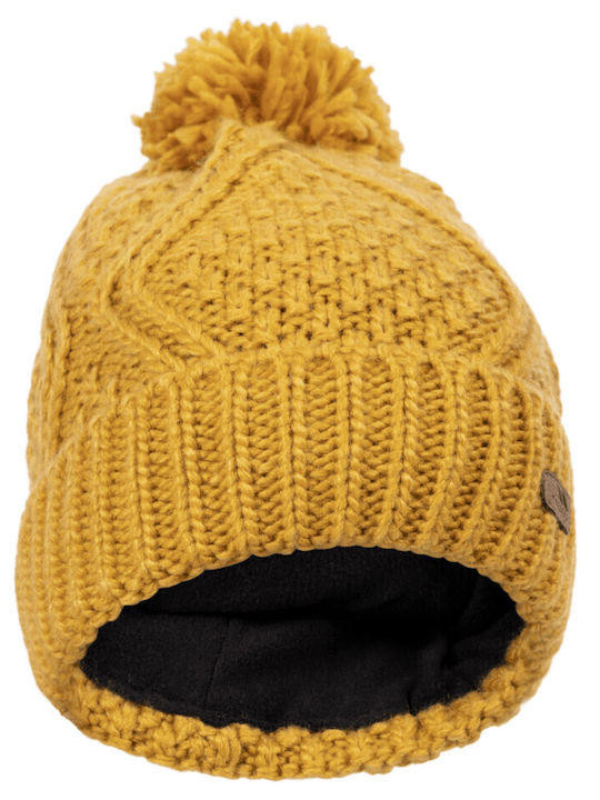 Pom Pom Beanie Frauen Beanie Gestrickt in Gelb Farbe
