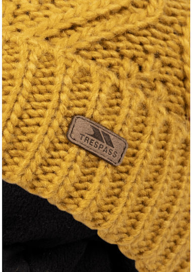 Pom Pom Beanie Γυναικείος Σκούφος Πλεκτός σε Κίτρινο χρώμα