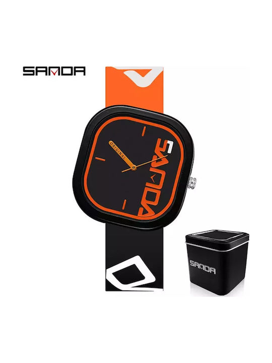 Sanda Kinder-Analoguhr mit Kautschuk/Plastikarmband Orange