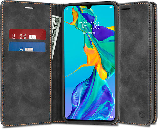 Techsuit Back Cover Δερματίνης Μαύρο (Huawei P30)