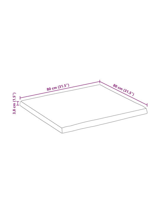 vidaXL Square Table Surface made of Solid Wood Mango 80x80x3.8cm 370746 1pcs