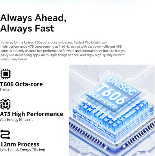 Teclast P50 4G 11" Tablet (6GB/128GB) Μπλε