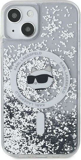 Karl Lagerfeld Liquid Glitter Choupette Umschlag Rückseite Silikon / Kunststoff Transparent (iPhone 14)