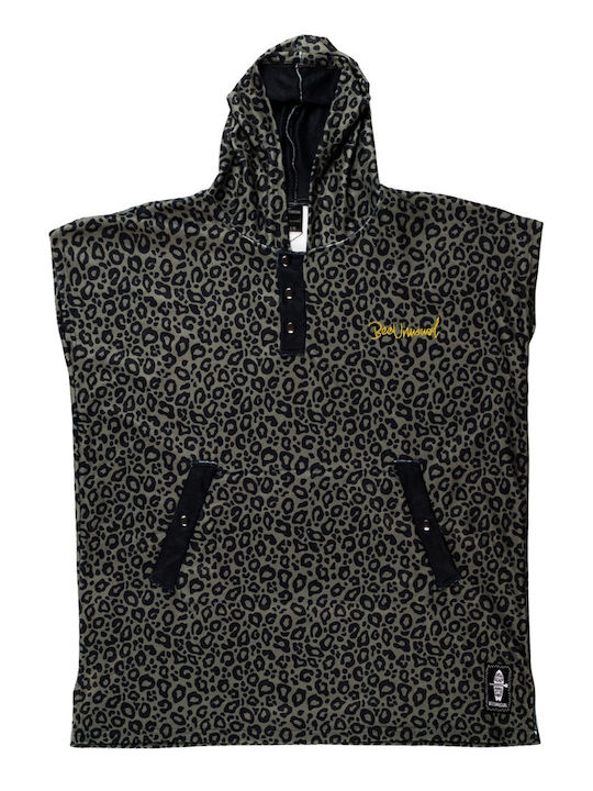 Bee. Unusual. Black Panther Beach Poncho Made of Microfiber Black