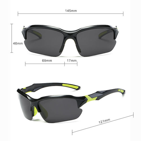 Techsuit Γυαλιά Ποδηλασίας 9301 με Μαύρο Σκελετό και Χρωματιστούς Φακούς
