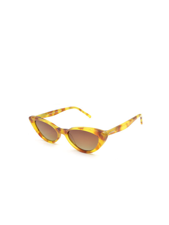 Gianfranco Ferre Sonnenbrillen mit Gelb Schildkröte Rahmen und Braun Verlaufsfarbe Polarisiert Linse GFF1442 002