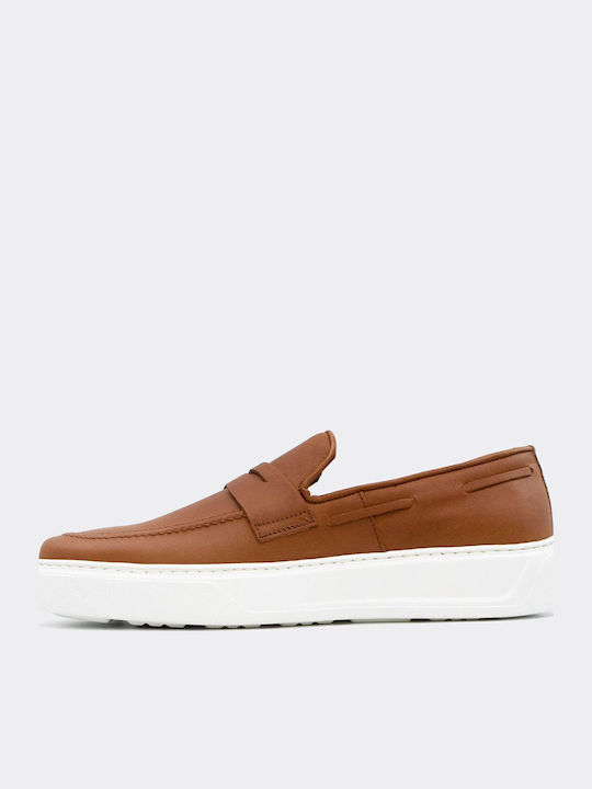 Leder Herren Mokassins in Tabac Braun Farbe