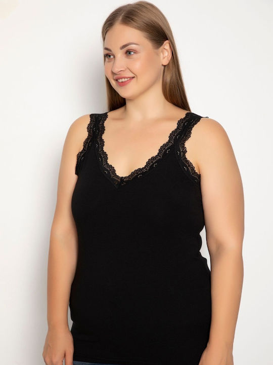 Women's T-Shirt with Spaghetti Strap Black