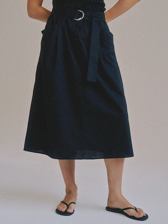 Linen Skirt Black