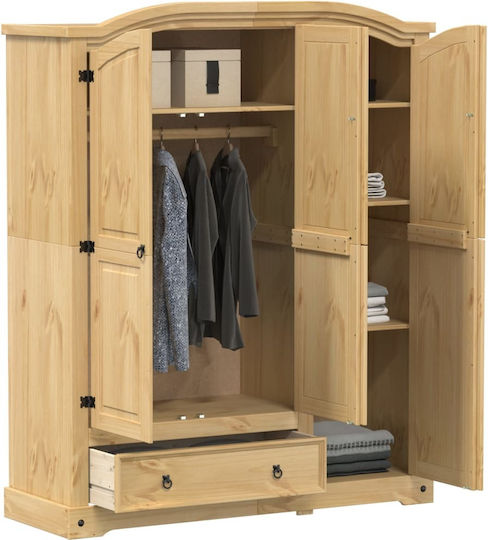 Triple Door Wardrobe Corona Solid pine wood 151.5x52x186cm