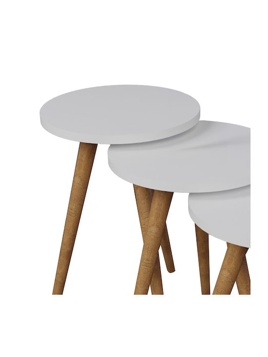 Кръгла Помощна маса Perjene Дървена White Ш36.5xД36.5xВ51см.