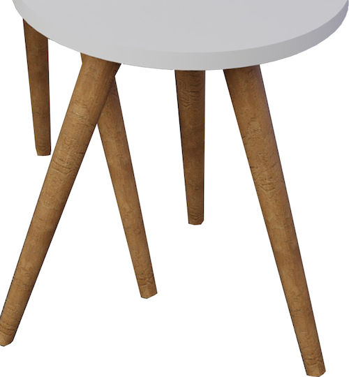 Round Side Table Perjene Wooden White L36.5xW36.5xH51cm.
