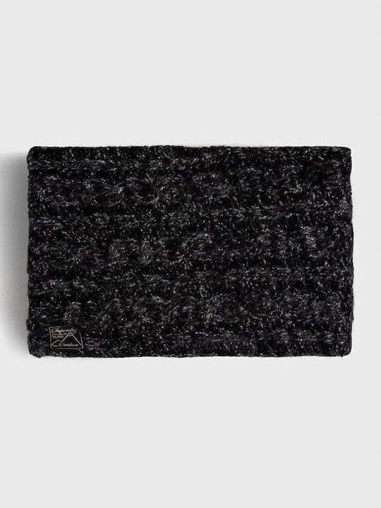 Superdry Tweed Cable Snood Γυναικείο Fleece Κασκόλ Λαιμός Μαύρο