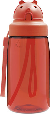 Laken Obych Kids Water Bottle Plastic with Straw Red 450ml