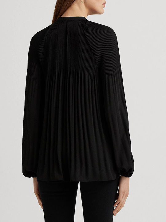 Ralph Lauren Women's Long Sleeve Pullover with V Neck Black