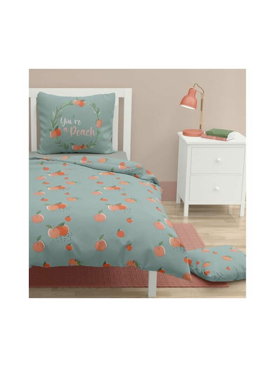 Set Kids Duvet Cover Single with Pillowcase Green 140x200cm