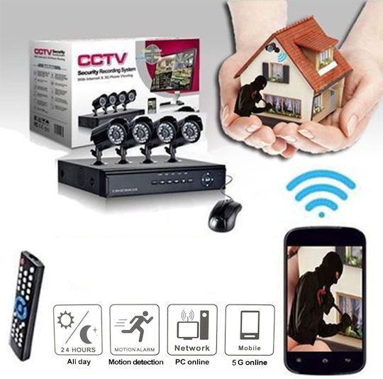 Sistem de Supraveghere 4 Camere Camere Supraveghere video 1080p cu Recorder DVR