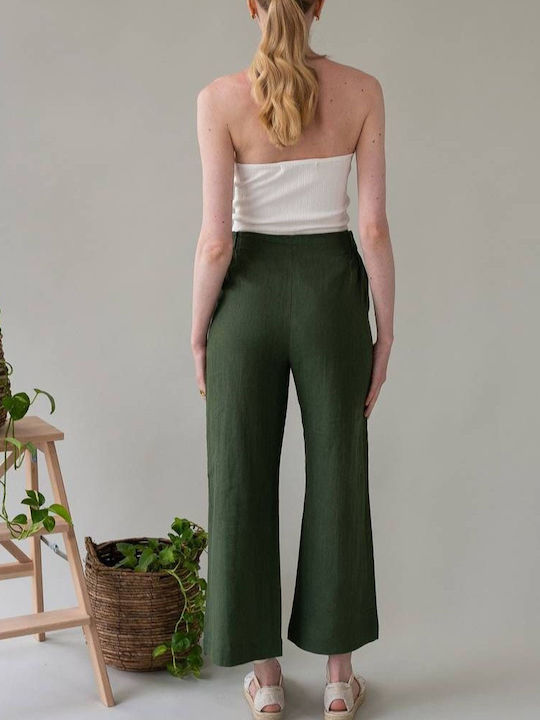 Mind Matter Pantaloni de damă Tesatura Pantaloni Green